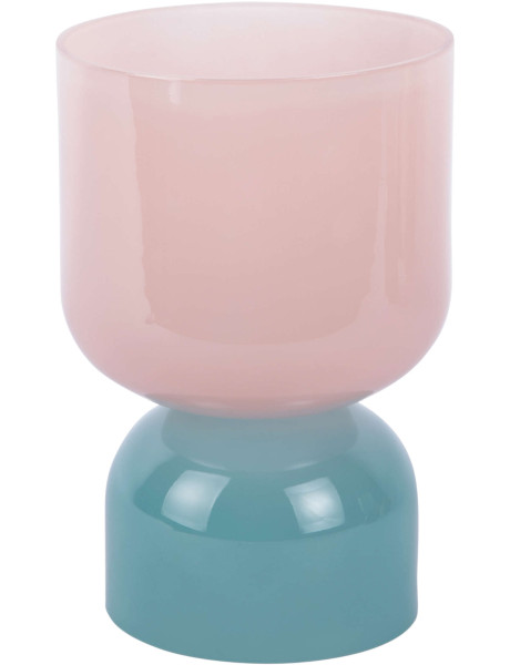 Petit vase en verre rose poudré et bleu brume 22 cm...