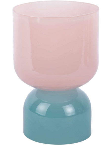 Petit vase en verre rose poudré et bleu brume 22 cm Variado Colores