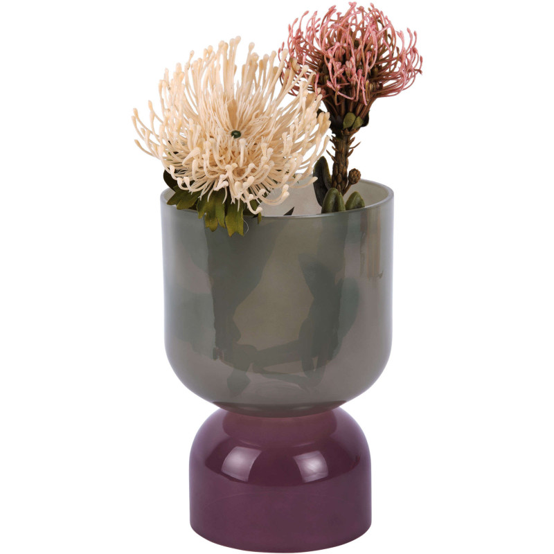 Petit vase en verre gris jade et...