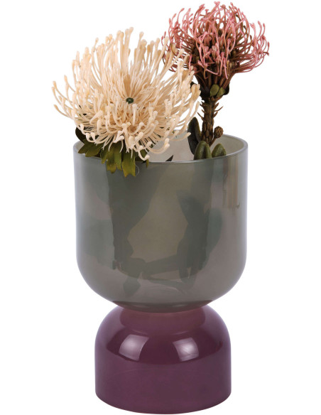 Petit vase en verre gris jade et mauve 22 cm Variado Colores