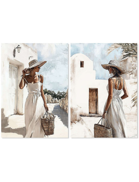 Lot de 2 tableaux muraux femme méditerranéenne 24x34 cm...