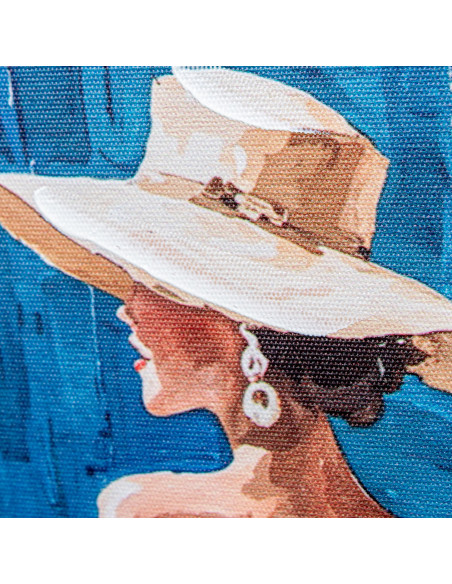 Lot de 2 tableaux femme méditerranéenne bleue 40x50 cm Lefkes
