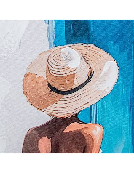 Lot de 2 tableaux femme méditerranéenne bleue 40x50 cm Lefkes