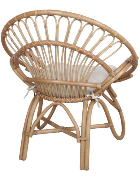Fauteuil rotin naturel coussin blanc 80x95x91 cm Fornalutx