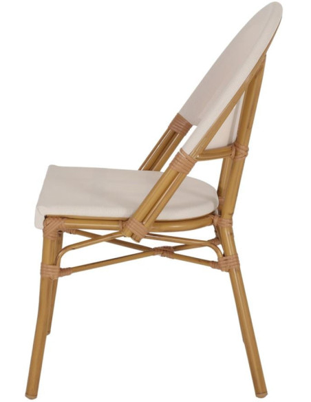 Chaise de jardin bistrot effet bambou beige 88 cm Begur