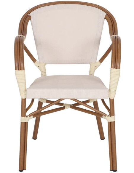 Chaise de jardin avec accoudoirs beige effet bambou 56x59x84 cm Sineu