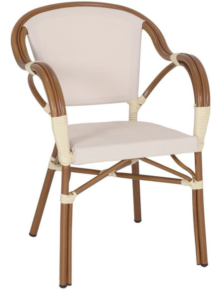 Chaise de jardin avec accoudoirs beige effet bambou 56x59x84 cm Sineu