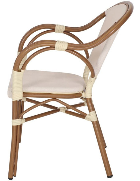 Chaise de jardin avec accoudoirs beige effet bambou 56x59x84 cm Sineu