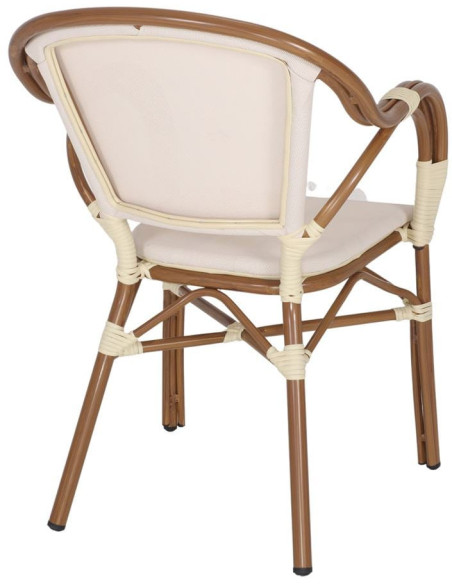 Chaise de jardin avec accoudoirs beige effet bambou 56x59x84 cm Sineu