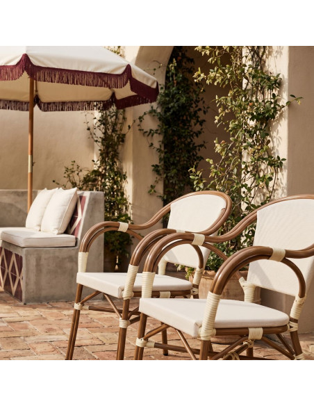Chaise de jardin avec accoudoirs beige effet bambou 56x59x84 cm Sineu