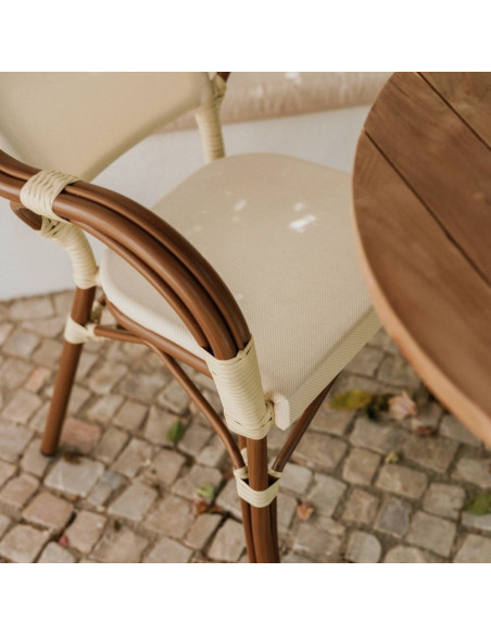 Chaise de jardin avec accoudoirs beige effet bambou 56x59x84 cm Sineu
