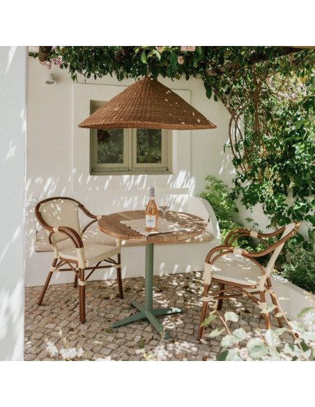 Chaise de jardin avec accoudoirs beige effet bambou 56x59x84 cm Sineu