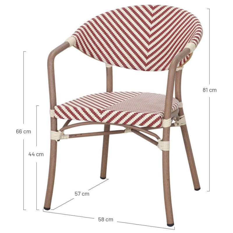 Chaise de terrasse bistrot rouge et...