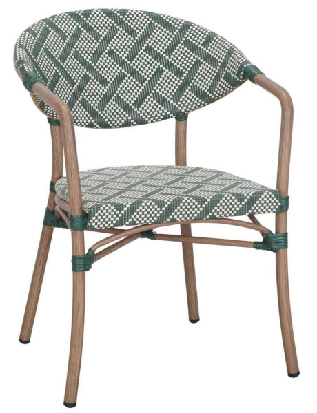 Chaise de terrasse bistrot verte avec accoudoirs 81 cm...