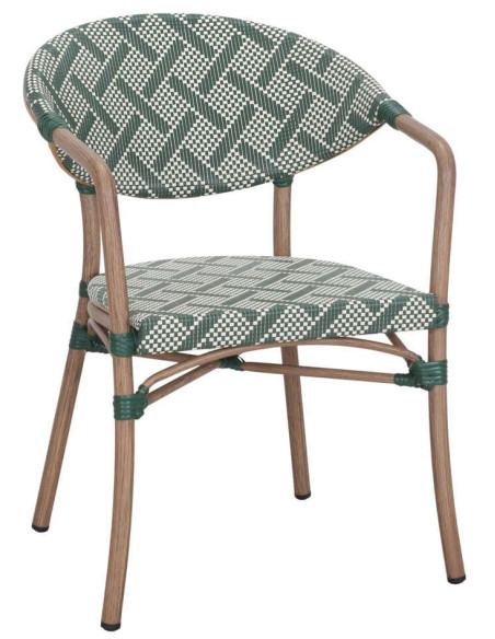 Chaise de terrasse bistrot verte avec accoudoirs 81 cm Aljezur
