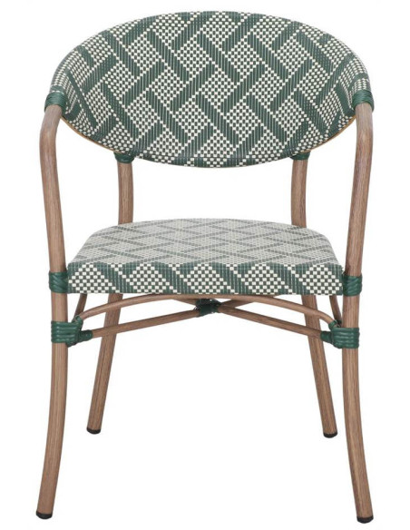 Chaise de terrasse bistrot verte avec accoudoirs 81 cm Aljezur