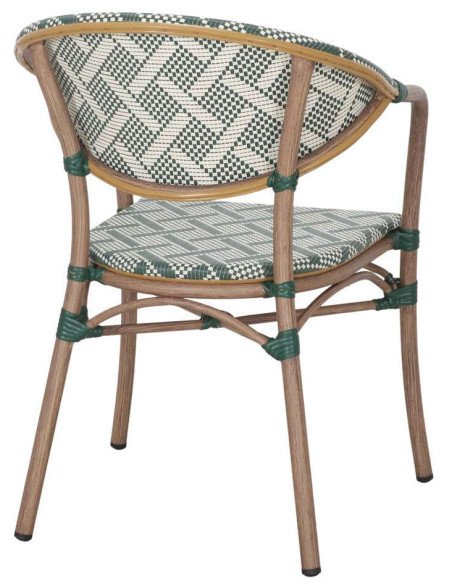 Chaise de terrasse bistrot verte avec accoudoirs 81 cm Aljezur