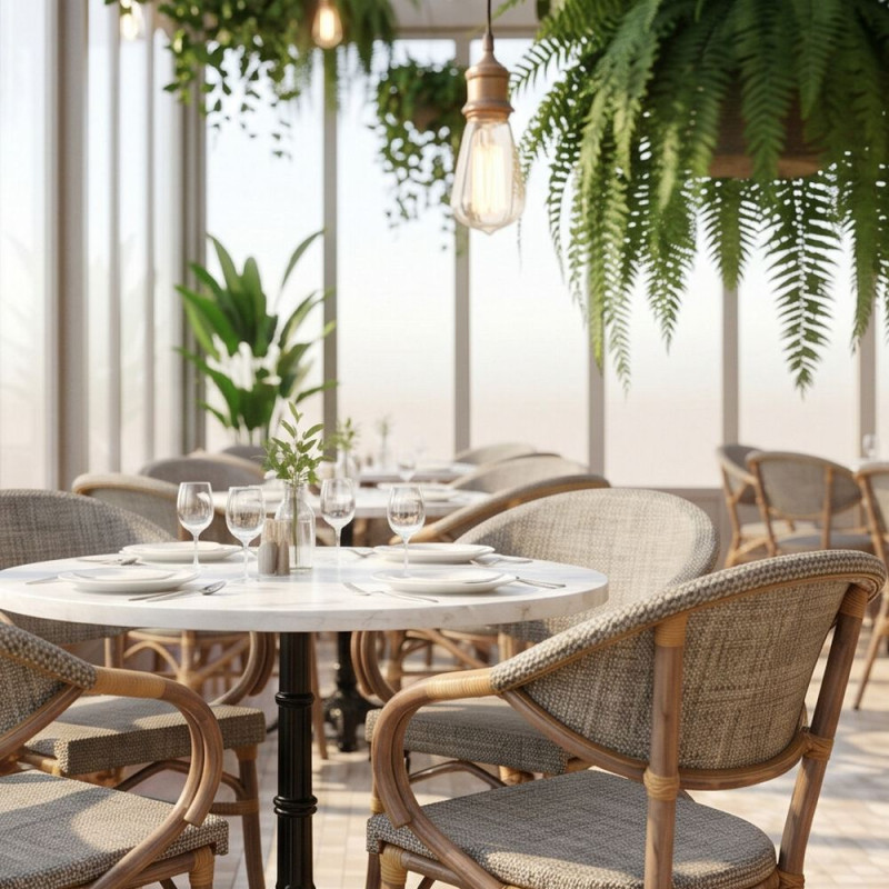 Chaise de terrasse bistrot gris beige...