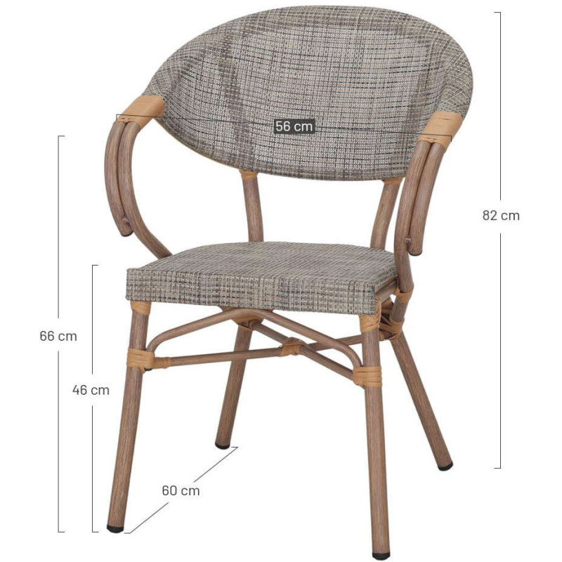 Chaise de terrasse bistrot gris beige...