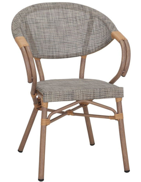 Chaise de terrasse bistrot gris beige effet bambou 56x60x82 cm Cotignac