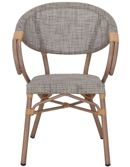 Chaise de terrasse bistrot gris beige effet bambou 56x60x82 cm Cotignac