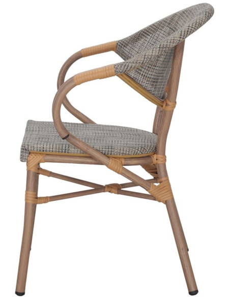 Chaise de terrasse bistrot gris beige effet bambou 56x60x82 cm Cotignac