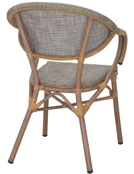 Chaise de terrasse bistrot gris beige effet bambou 56x60x82 cm Cotignac