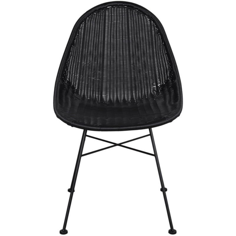 Chaise rotin synthétique noire métal...