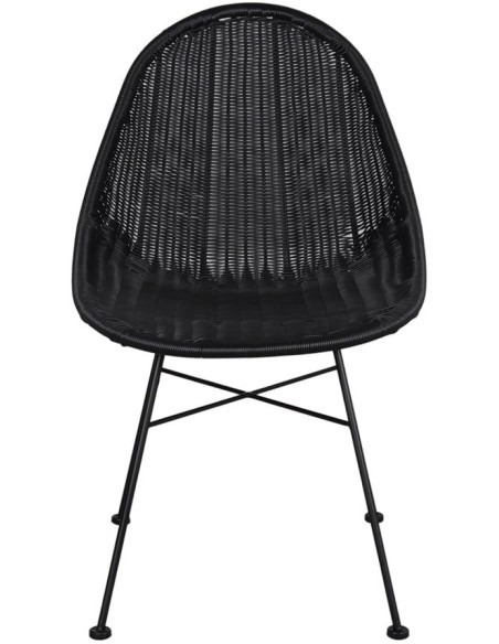 Chaise rotin synthétique noire métal 86 cm Marstrand