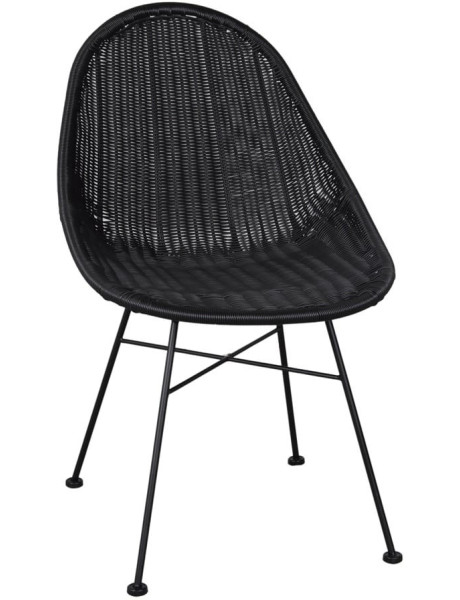 Chaise rotin synthétique noire métal 86 cm Marstrand