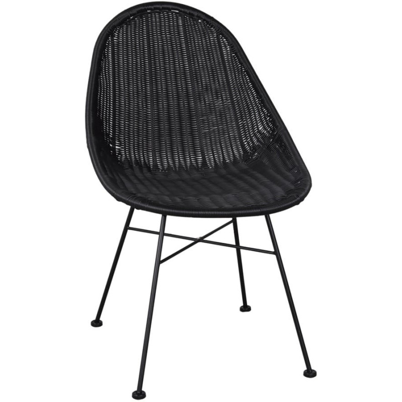 Chaise rotin synthétique noire métal...