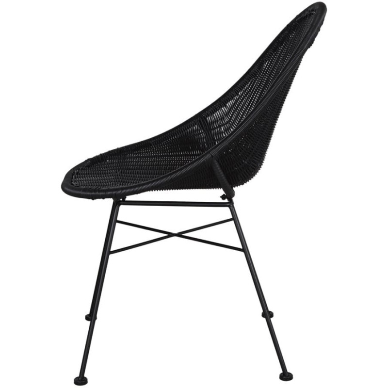 Chaise rotin synthétique noire métal...