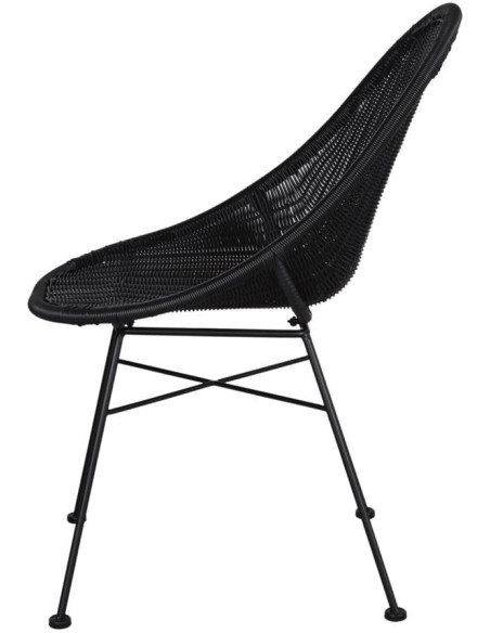 Chaise rotin synthétique noire métal 86 cm Marstrand