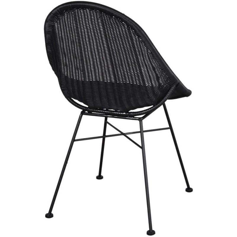 Chaise rotin synthétique noire métal...