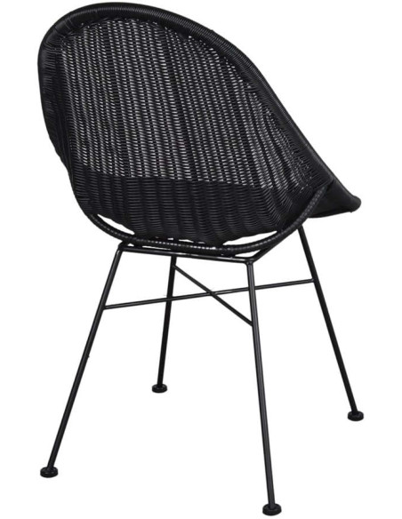 Chaise rotin synthétique noire métal 86 cm Marstrand