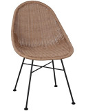Chaise en rotin synthétique teinte naturelle et métal noir 53x63x86 cm Marstrand