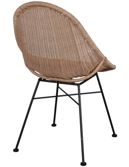 Chaise en rotin synthétique teinte naturelle et métal noir 53x63x86 cm Marstrand