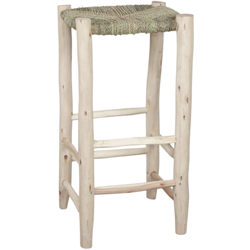 Tabouret haut bois naturel assise...