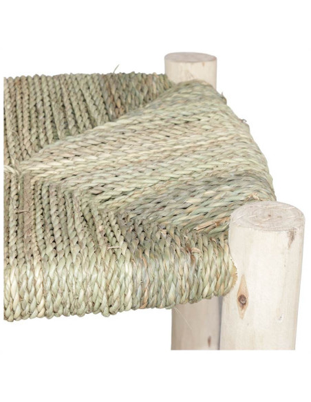 Tabouret haut bois naturel assise tressée 35x35x70 cm Loulé