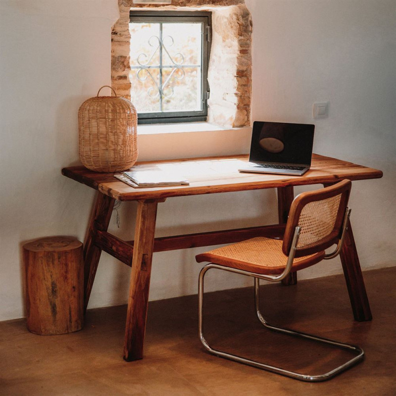 Chaise cannage bois marron métal...