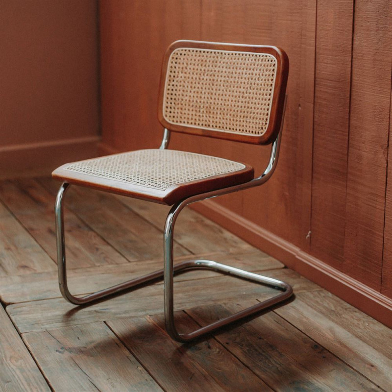 Chaise cannage bois marron métal...