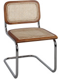 Chaise cannage bois marron métal chromé 47x67x80 cm Gera