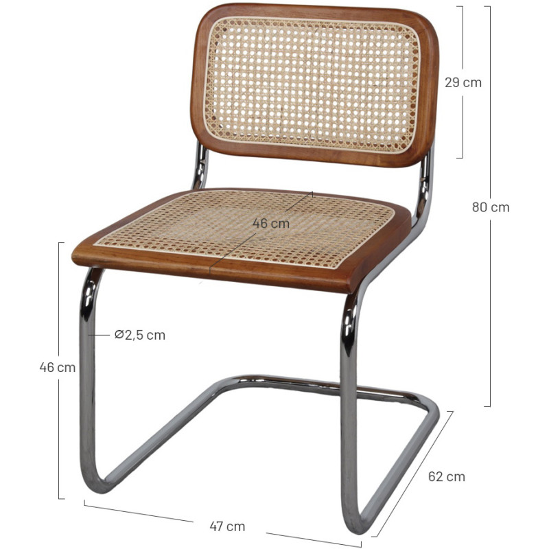 Chaise cannage bois marron métal...