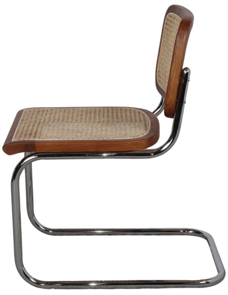 Chaise cannage bois marron métal chromé 47x67x80 cm Gera