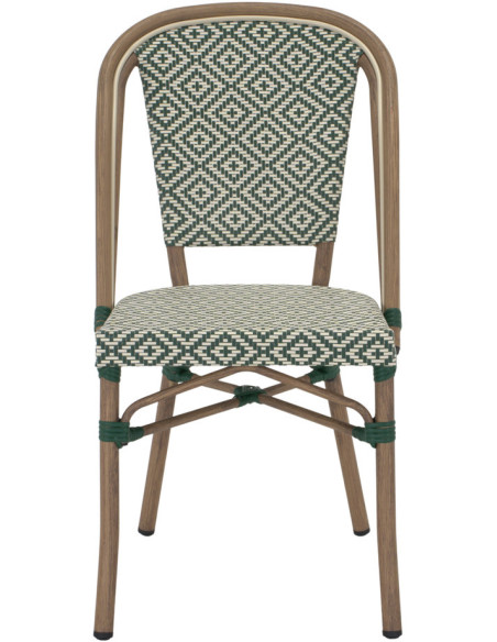 Chaise bistrot extérieur rotin synthétique vert foncé 47x53x88 cm Castellane