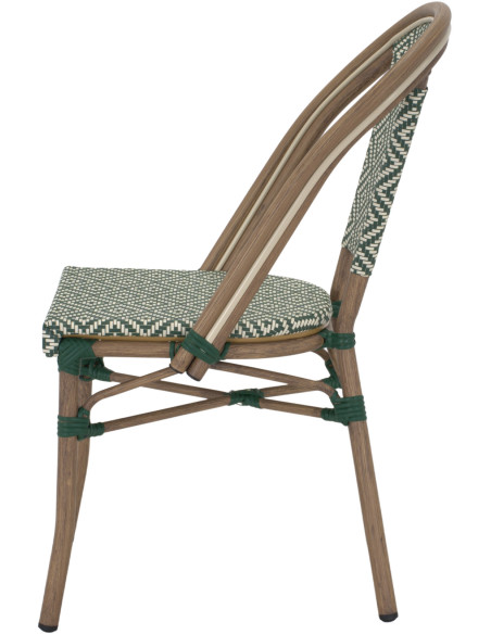 Chaise bistrot extérieur rotin synthétique vert foncé 47x53x88 cm Castellane