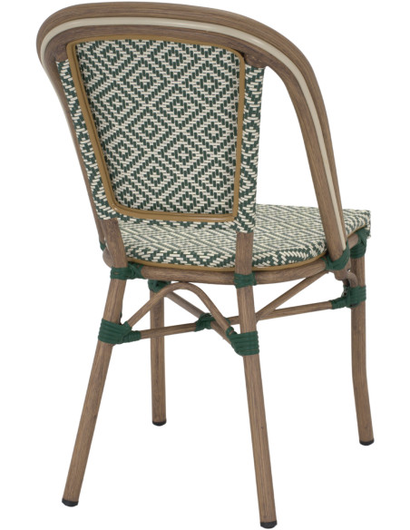 Chaise bistrot extérieur rotin synthétique vert foncé 47x53x88 cm Castellane
