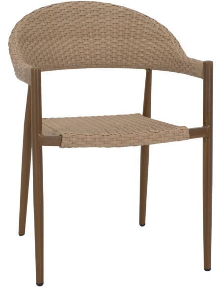 Chaise de jardin empilable rotin synthétique marron 56x55x78 cm Alghero