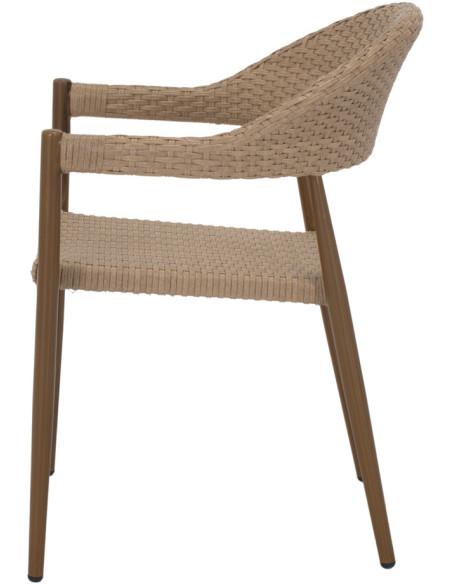 Chaise de jardin empilable rotin synthétique marron 56x55x78 cm Alghero