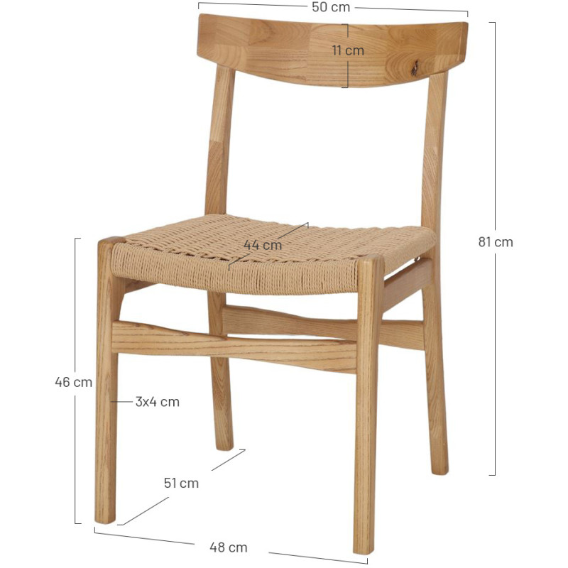 Chaise bois d’orme naturel assise...